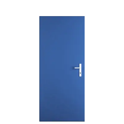 Дверное полотно ЛЕВ, откр. наружу, 5010, DIN с ручками, замком, без цилиндра