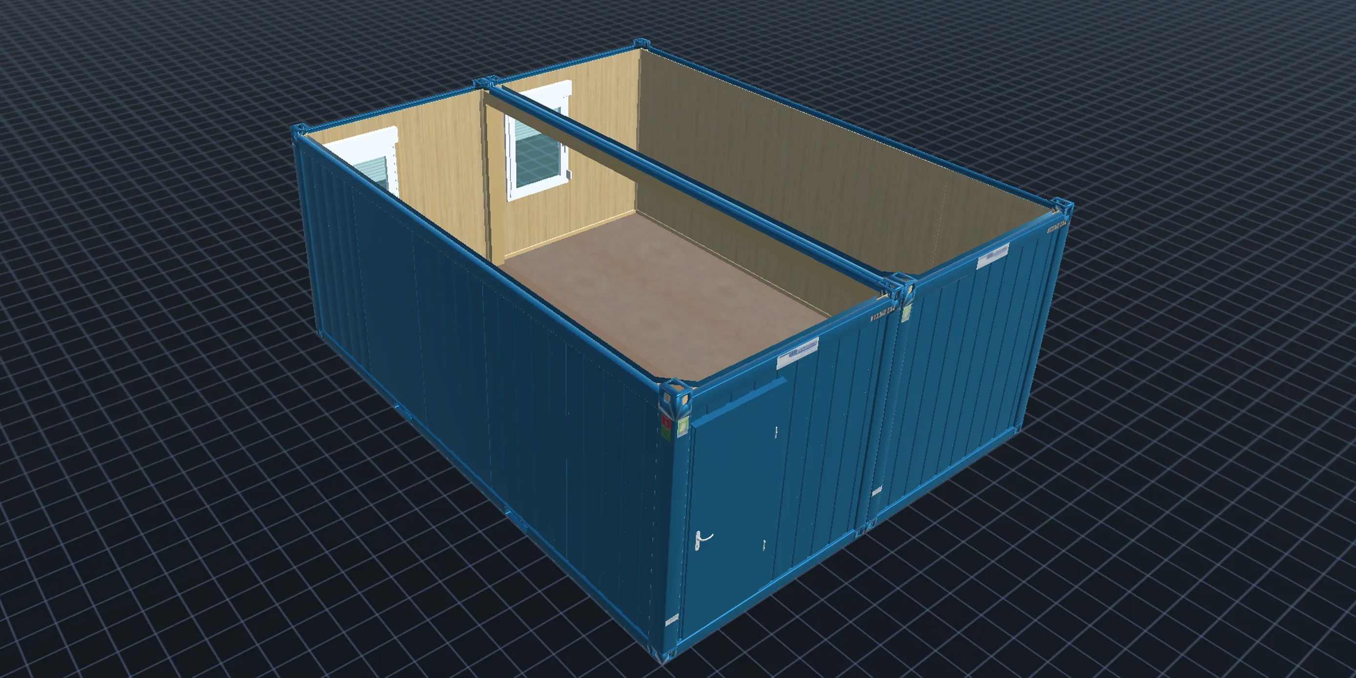 Блок-контейнер 20 футовый сдвоенный RAL 5010